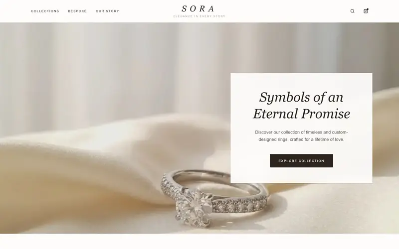 Bright shop page for bespoke wedding rings