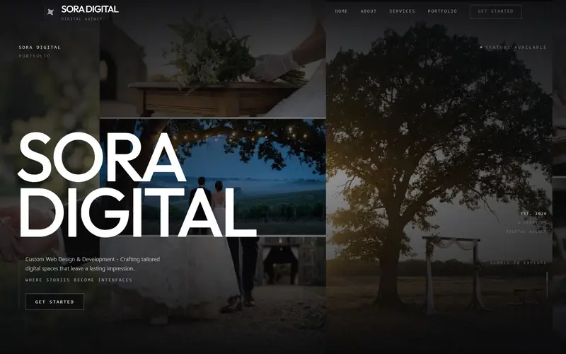 Web studio homepage with services and an inquiry form